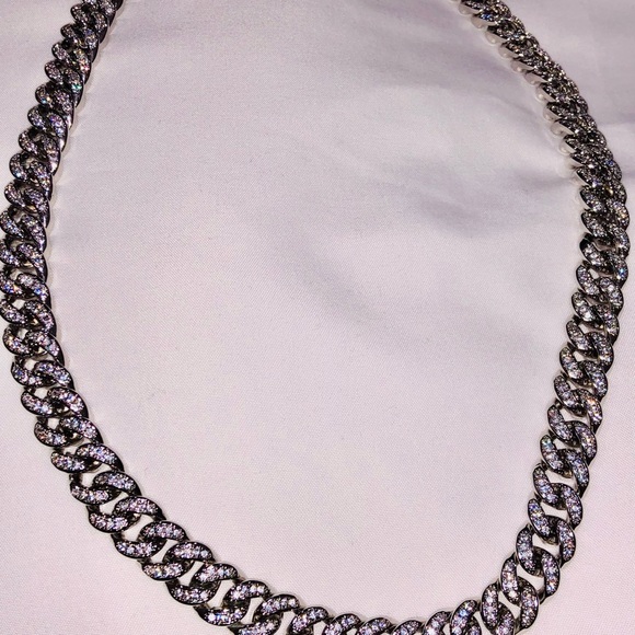 Cuban link chain for men, VVS clarity zircon crystals, heavy 10k gold vermeil - Picture 7 of 7